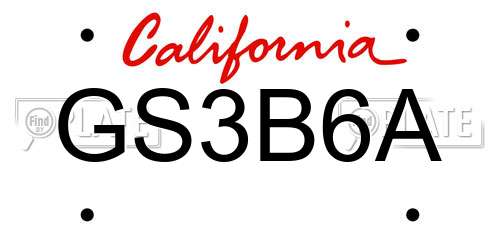 GS3B6A California License Plate