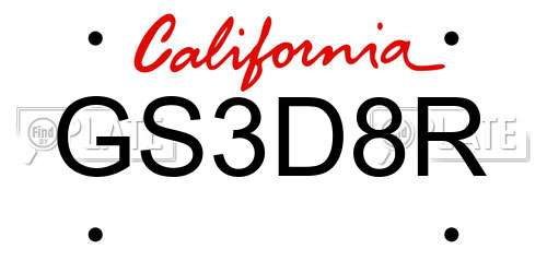 GS3D8R California License Plate