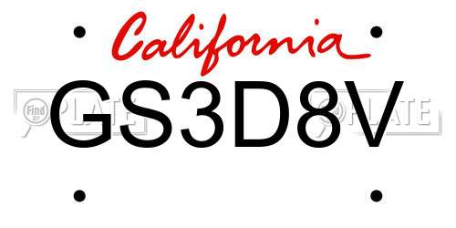 GS3D8V California License Plate