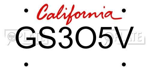 GS3O5V California License Plate
