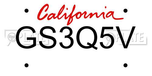 GS3Q5V California License Plate