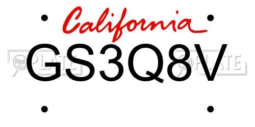 GS3Q8V California License Plate