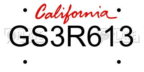 GS3R613 California License Plate