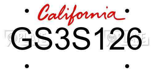 GS3S126 California License Plate