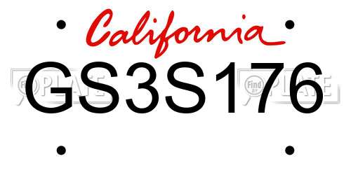 GS3S176 California License Plate