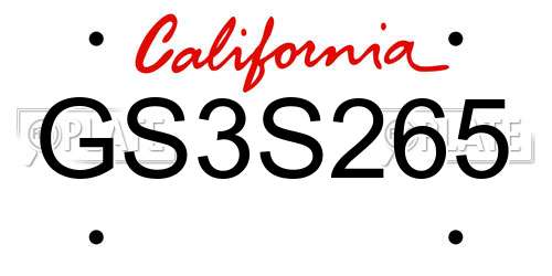 GS3S265 California License Plate
