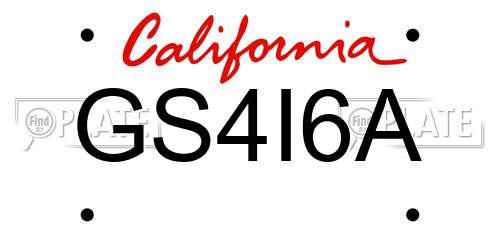 GS4I6A California License Plate