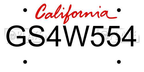 GS4W554 California License Plate