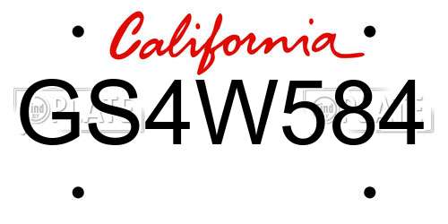 GS4W584 California License Plate