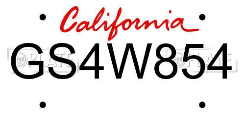 GS4W854 California License Plate