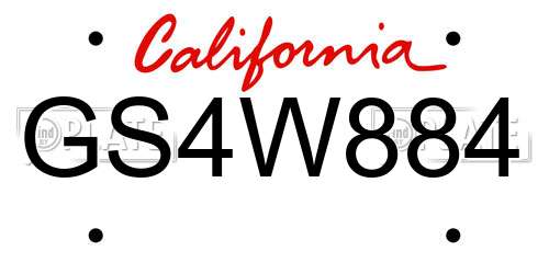 GS4W884 California License Plate