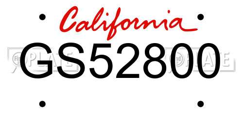 GS52800 California License Plate