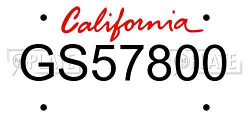 GS57800 California License Plate