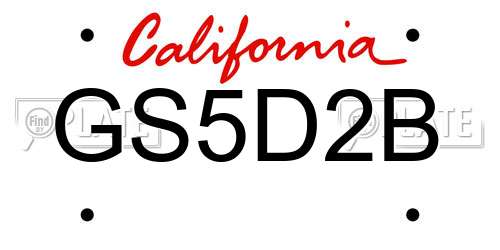 GS5D2B California License Plate