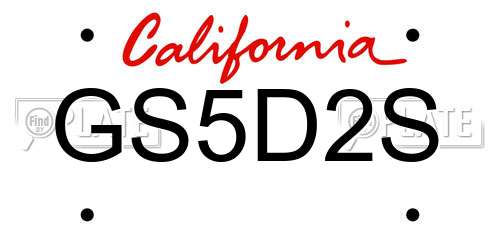 GS5D2S California License Plate