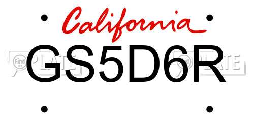GS5D6R California License Plate