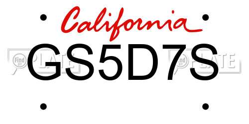 GS5D7S California License Plate