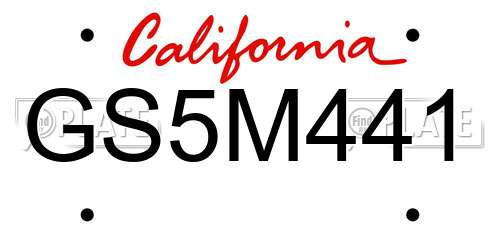 GS5M441 California License Plate