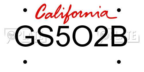 GS5O2B California License Plate