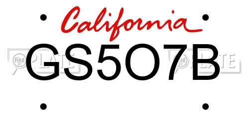 GS5O7B California License Plate