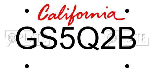 GS5Q2B California License Plate
