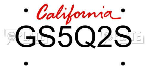 GS5Q2S California License Plate