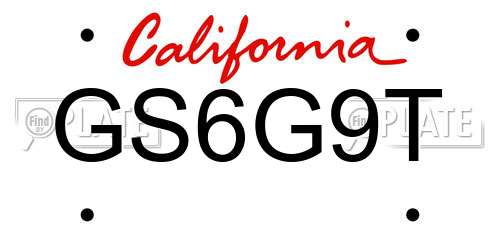 GS6G9T California License Plate