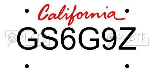 GS6G9Z California License Plate