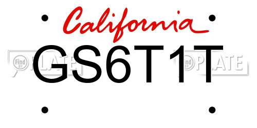 GS6T1T California License Plate