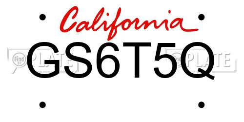 GS6T5Q California License Plate