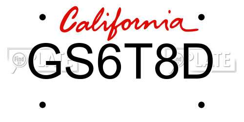 GS6T8D California License Plate