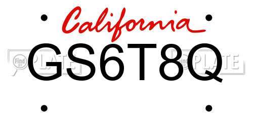 GS6T8Q California License Plate