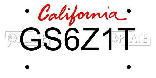GS6Z1T California License Plate