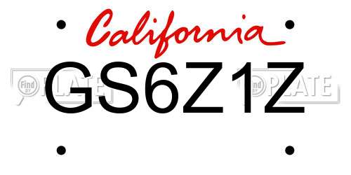 GS6Z1Z California License Plate