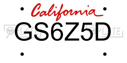 GS6Z5D California License Plate