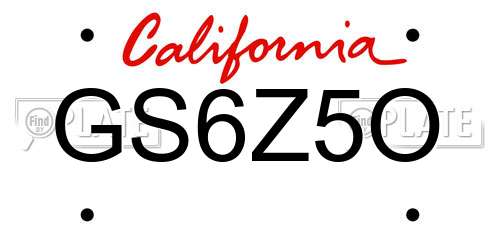 GS6Z5O California License Plate