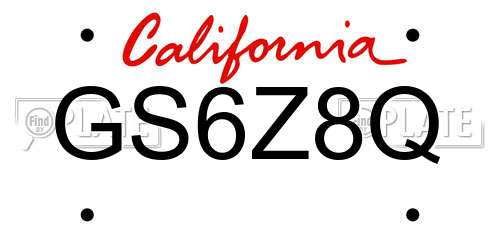 GS6Z8Q California License Plate