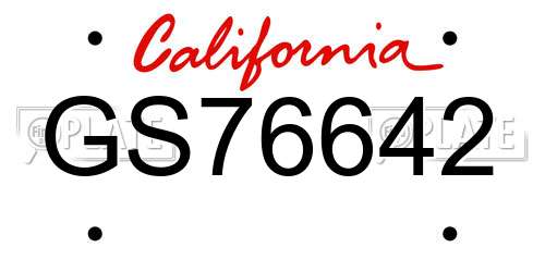 GS76642 California License Plate