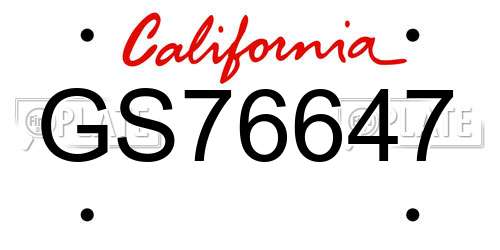 GS76647 California License Plate