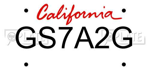 GS7A2G California License Plate