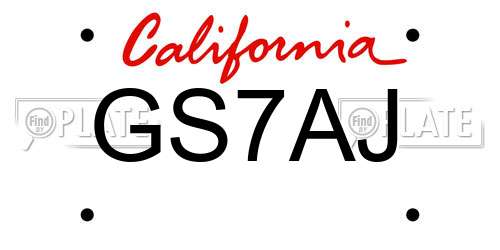 GS7AJ California License Plate