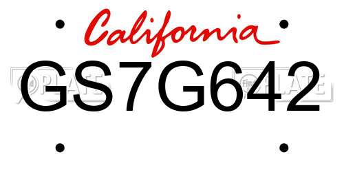 GS7G642 California License Plate