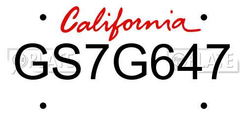 GS7G647 California License Plate
