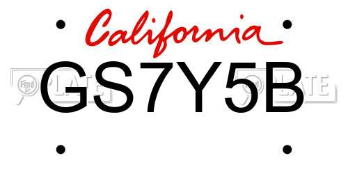 GS7Y5B California License Plate