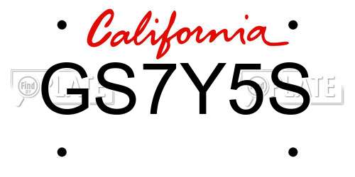 GS7Y5S California License Plate