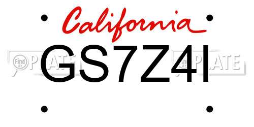 GS7Z4I California License Plate