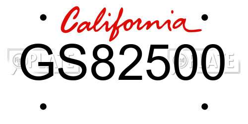 GS82500 California License Plate