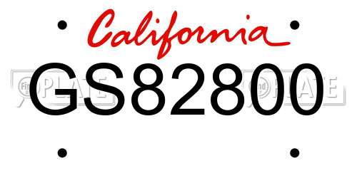GS82800 California License Plate