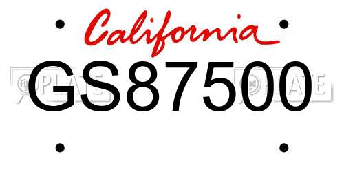 GS87500 California License Plate