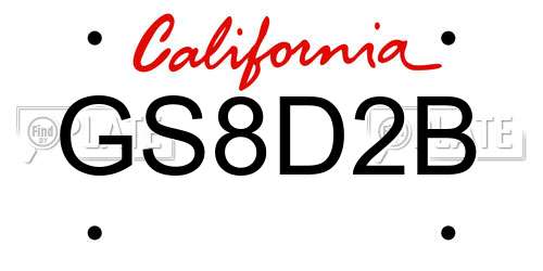 GS8D2B California License Plate